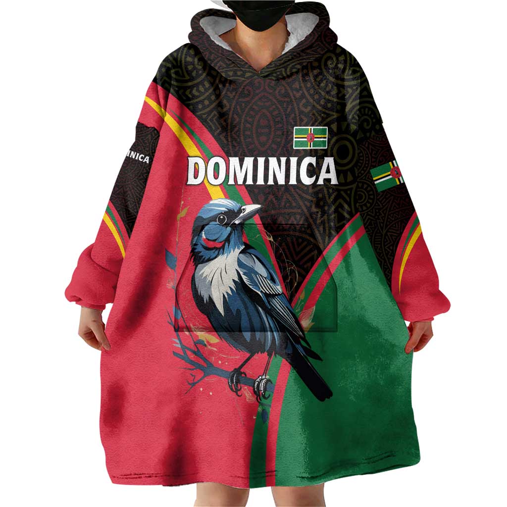 Dominica Wearable Blanket Hoodie with Sisserou Parrot and Tribal Pattern Design - Wonder Print Shop