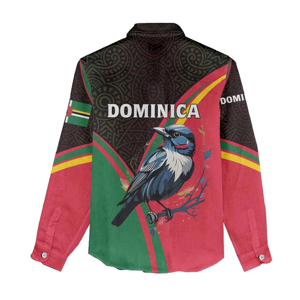 Dominica Women Casual Shirt with Sisserou Parrot and Tribal Pattern Design - Wonder Print Shop