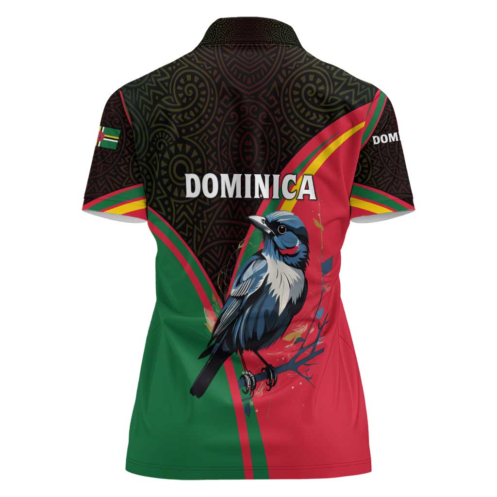 Dominica Women Polo Shirt with Sisserou Parrot and Tribal Pattern Design - Wonder Print Shop