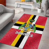 Dominica Flag Area Rug Red Yellow and Black with Coat of Arms and National Motto Design - Wonder Print Shop