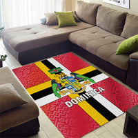 Dominica Flag Area Rug Red Yellow and Black with Coat of Arms and National Motto Design - Wonder Print Shop