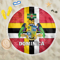 Dominica Flag Beach Blanket Red Yellow and Black with Coat of Arms and National Motto Design - Wonder Print Shop