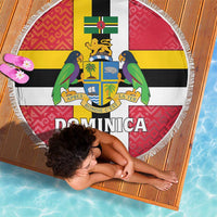 Dominica Flag Beach Blanket Red Yellow and Black with Coat of Arms and National Motto Design - Wonder Print Shop