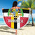 Dominica Flag Beach Blanket Red Yellow and Black with Coat of Arms and National Motto Design - Wonder Print Shop