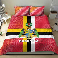 Dominica Flag Bedding Set Red Yellow and Black with Coat of Arms and National Motto Design - Wonder Print Shop
