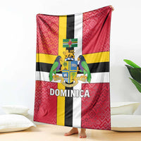 Dominica Flag Blanket Red Yellow and Black with Coat of Arms and National Motto Design - Wonder Print Shop