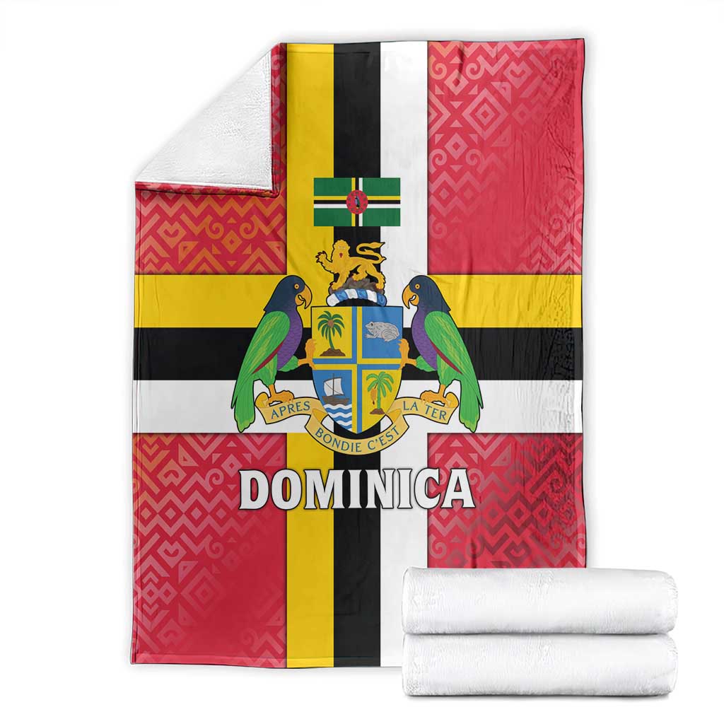 Dominica Flag Blanket Red Yellow and Black with Coat of Arms and National Motto Design - Wonder Print Shop