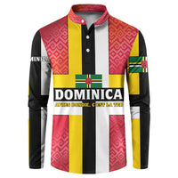 Dominica Flag Button Sweatshirt Red Yellow and Black with Coat of Arms and National Motto Design - Wonder Print Shop