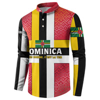Dominica Flag Button Sweatshirt Red Yellow and Black with Coat of Arms and National Motto Design - Wonder Print Shop