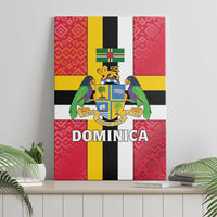 Dominica Flag Canvas Wall Art Red Yellow and Black with Coat of Arms and National Motto Design - Wonder Print Shop
