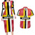Dominica Flag Couples Matching Long Sleeve Bodycon Dress and Hawaiian Shirt Red Yellow and Black with Coat of Arms and National Motto Design - Wonder Print Shop