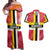 Dominica Flag Couples Matching Off Shoulder Maxi Dress and Hawaiian Shirt Red Yellow and Black with Coat of Arms and National Motto Design - Wonder Print Shop