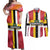 Dominica Flag Couples Matching Off Shoulder Maxi Dress and Long Sleeve Button Shirt Red Yellow and Black with Coat of Arms and National Motto Design - Wonder Print Shop