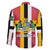 Dominica Flag Family Matching Long Sleeve Bodycon Dress and Hawaiian Shirt Red Yellow and Black with Coat of Arms and National Motto Design - Wonder Print Shop