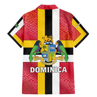 Dominica Flag Family Matching Mermaid Dress and Hawaiian Shirt Red Yellow and Black with Coat of Arms and National Motto Design - Wonder Print Shop