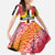 Dominica Flag Family Matching Off The Shoulder Long Sleeve Dress and Hawaiian Shirt Red Yellow and Black with Coat of Arms and National Motto Design - Wonder Print Shop