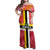 Dominica Flag Family Matching Off Shoulder Maxi Dress and Hawaiian Shirt Red Yellow and Black with Coat of Arms and National Motto Design - Wonder Print Shop