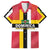 Dominica Flag Family Matching Off Shoulder Short Dress and Hawaiian Shirt Red Yellow and Black with Coat of Arms and National Motto Design - Wonder Print Shop