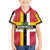 Dominica Flag Family Matching Short Sleeve Bodycon Dress and Hawaiian Shirt Red Yellow and Black with Coat of Arms and National Motto Design - Wonder Print Shop