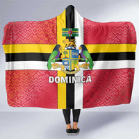 Dominica Flag Hooded Blanket Red Yellow and Black with Coat of Arms and National Motto Design - Wonder Print Shop