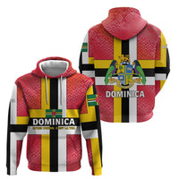 Dominica Flag Hoodie Red Yellow and Black with Coat of Arms and National Motto Design - Wonder Print Shop