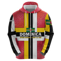 Dominica Flag Hoodie Red Yellow and Black with Coat of Arms and National Motto Design - Wonder Print Shop