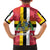 Dominica Flag Kid Hawaiian Shirt Red Yellow and Black with Coat of Arms and National Motto Design - Wonder Print Shop