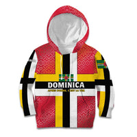 Dominica Flag Kid Hoodie Red Yellow and Black with Coat of Arms and National Motto Design - Wonder Print Shop