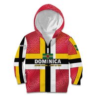 Dominica Flag Kid Hoodie Red Yellow and Black with Coat of Arms and National Motto Design - Wonder Print Shop