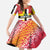 Dominica Flag Kid Short Sleeve Dress Red Yellow and Black with Coat of Arms and National Motto Design - Wonder Print Shop