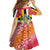 Dominica Flag Kid Short Sleeve Dress Red Yellow and Black with Coat of Arms and National Motto Design - Wonder Print Shop