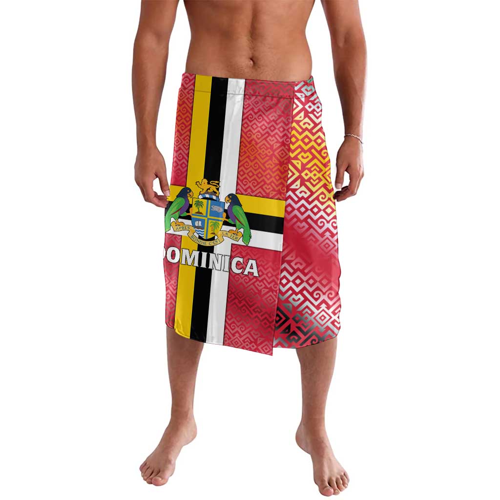 Dominica Flag Lavalava Red Yellow and Black with Coat of Arms and National Motto Design - Wonder Print Shop