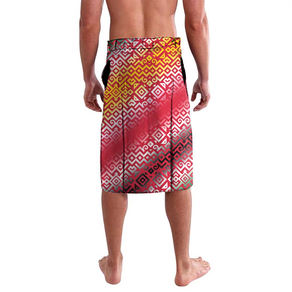 Dominica Flag Lavalava Red Yellow and Black with Coat of Arms and National Motto Design - Wonder Print Shop