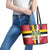 Dominica Flag Leather Tote Bag Red Yellow and Black with Coat of Arms and National Motto Design - Wonder Print Shop