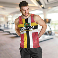 Dominica Flag Men Tank Top Red Yellow and Black with Coat of Arms and National Motto Design - Wonder Print Shop