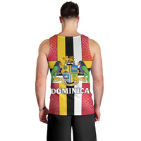 Dominica Flag Men Tank Top Red Yellow and Black with Coat of Arms and National Motto Design - Wonder Print Shop