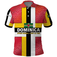 Dominica Flag Polo Shirt Red Yellow and Black with Coat of Arms and National Motto Design - Wonder Print Shop