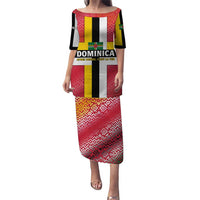 Dominica Flag Puletasi Red Yellow and Black with Coat of Arms and National Motto Design - Wonder Print Shop