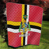 Dominica Flag Quilt Red Yellow and Black with Coat of Arms and National Motto Design - Wonder Print Shop
