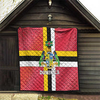 Dominica Flag Quilt Red Yellow and Black with Coat of Arms and National Motto Design - Wonder Print Shop