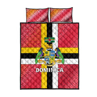 Dominica Flag Quilt Bed Set Red Yellow and Black with Coat of Arms and National Motto Design - Wonder Print Shop