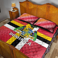 Dominica Flag Quilt Bed Set Red Yellow and Black with Coat of Arms and National Motto Design - Wonder Print Shop