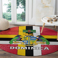 Dominica Flag Round Carpet Red Yellow and Black with Coat of Arms and National Motto Design - Wonder Print Shop
