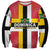Dominica Flag Sweatshirt Red Yellow and Black with Coat of Arms and National Motto Design - Wonder Print Shop