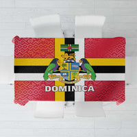 Dominica Flag Tablecloth Red Yellow and Black with Coat of Arms and National Motto Design - Wonder Print Shop