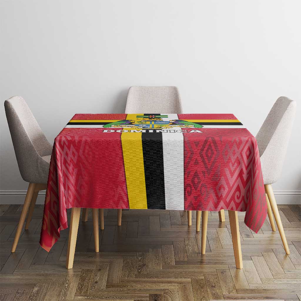 Dominica Flag Tablecloth Red Yellow and Black with Coat of Arms and National Motto Design - Wonder Print Shop