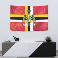 Dominica Flag Tapestry Red Yellow and Black with Coat of Arms and National Motto Design - Wonder Print Shop