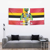 Dominica Flag Tapestry Red Yellow and Black with Coat of Arms and National Motto Design - Wonder Print Shop