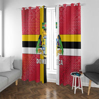 Dominica Flag Window Curtain Red Yellow and Black with Coat of Arms and National Motto Design - Wonder Print Shop