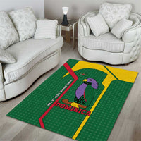 Dominica Flag Area Rug National Parrot and Stars Design with Motto Apres Bondie C’est La Ter - Wonder Print Shop